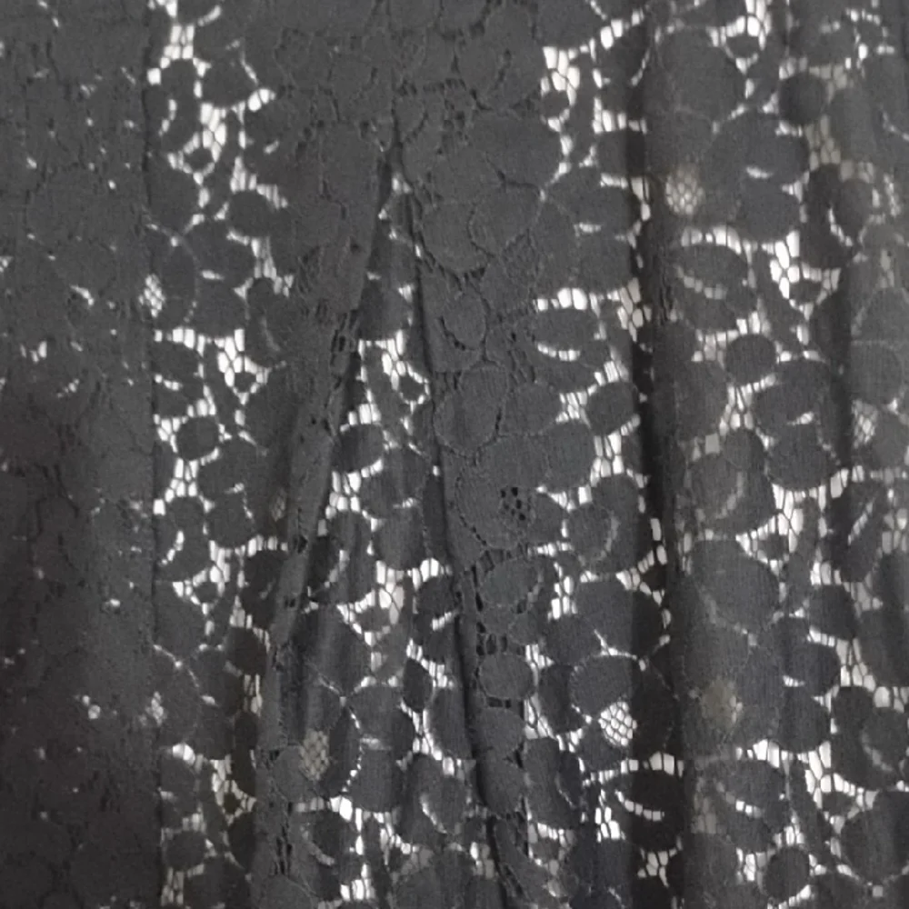 Talbots Black Midi Skirt Floral Lace Overlay Nude Illusion Feminine A Line Pleat